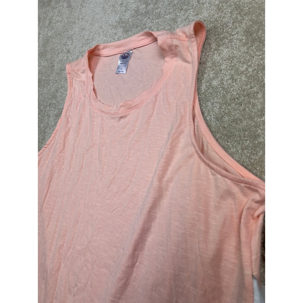 tē verde Women's Tank Top Peach White Gray 1X Color Block Polyester Blend Flowy
